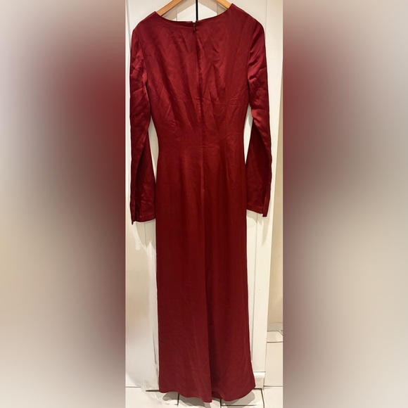 NWT SIMKHAI "Qiana" long draped satin gown oxblood $895 size 8 - Picture 7 of 13